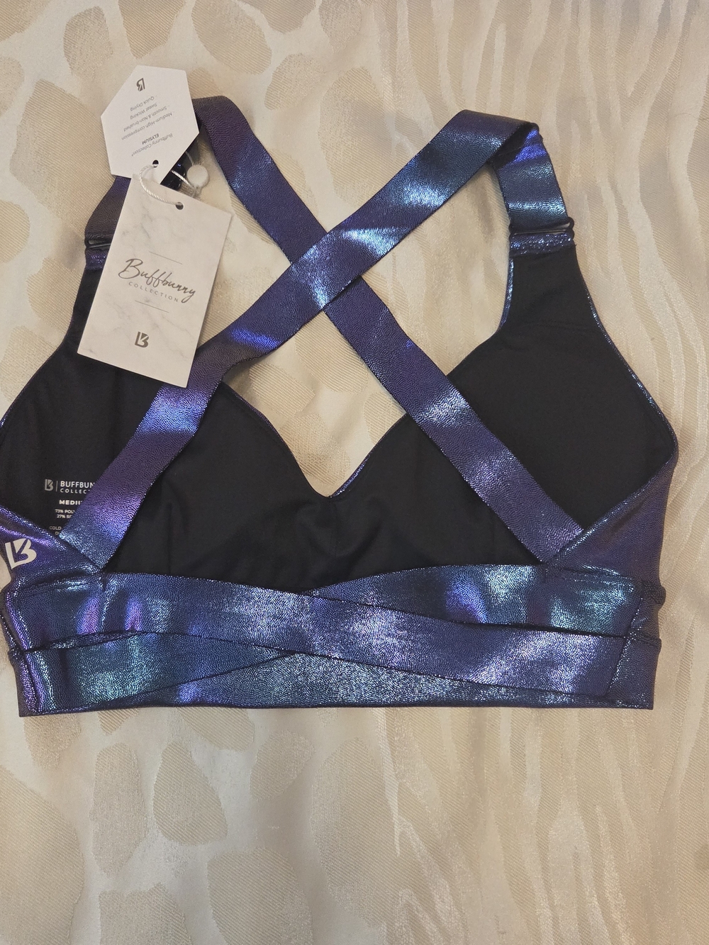 Buff Bunny Alpha Sports Bra - Purple Blue Holographic | Size Medium - Picture 2 of 6